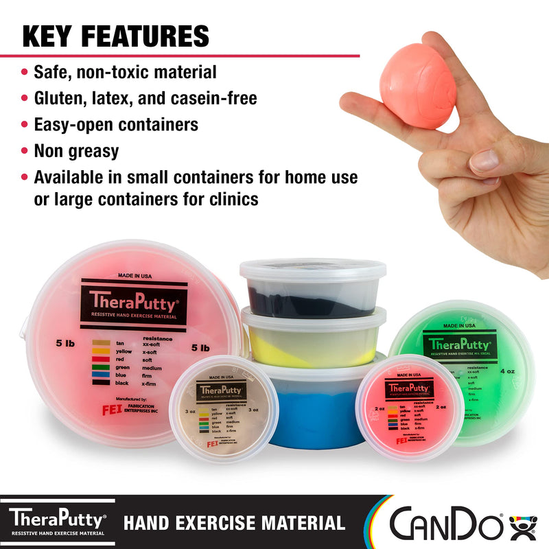 [Australia] - CanDo Theraputty Plus Hand Exercise Putty for Rehabilitation, Exercises, Hand Thearpy, Occupational Therapy, Hand Strengthening, Improve Motor Skills, Stress Relief 2-ounce SOFT 