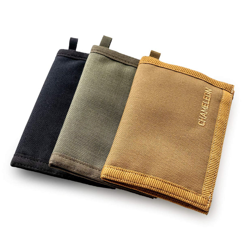 [Australia] - CHAMELEON Velcro Bifold Mens Wallet-Tactical Wallet-Thin Travel Front Pocket coyote 