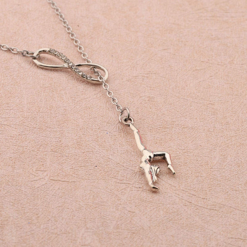 [Australia] - FUSTMW Gymnast Gift Gymnastics Y Necklace Infinity Love Charm Gymnast Jewelry Gymnastics Class Gift for Women Girls silver 