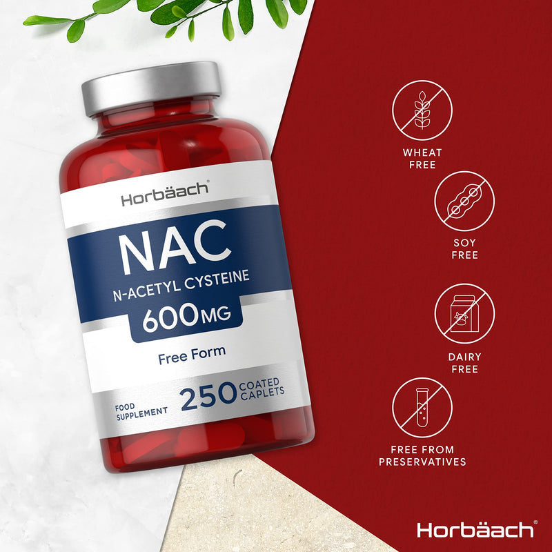 [Australia] - NAC N-Acetyl-Cysteine 600mg | 250 Tablets | 8+ Months Supply | Free Form Formula, Gluten Free Supplement 