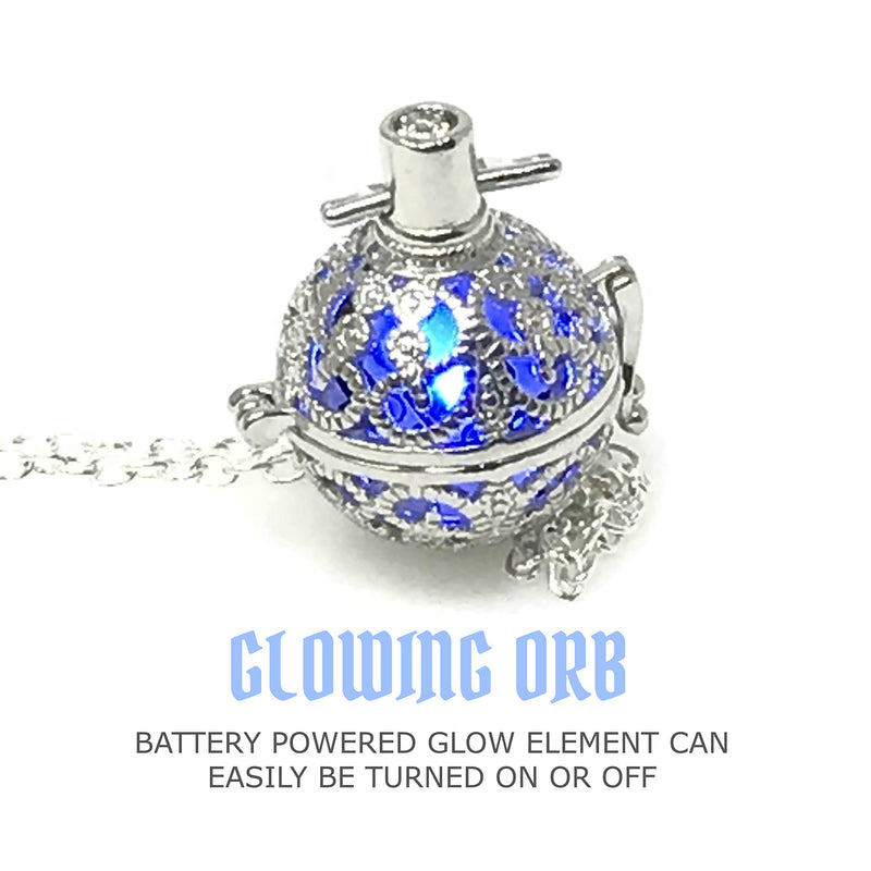 [Australia] - UMBRELLALABORATORY Steampunk FIRE Necklace - Pendant Glow Locket - Great Gifts for Teen Girls, Mother, Father, Little Girls Jewelry Blue 