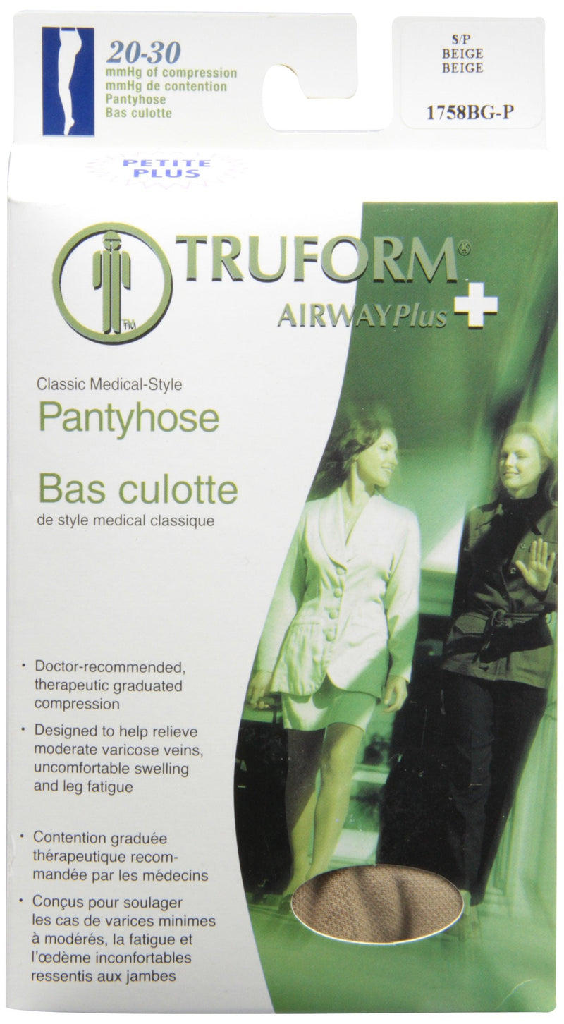 [Australia] - Truform 20-30 mmHg Compression Pantyhose, Plus Size Women's Support Tights Hosiery, Beige, Petite 