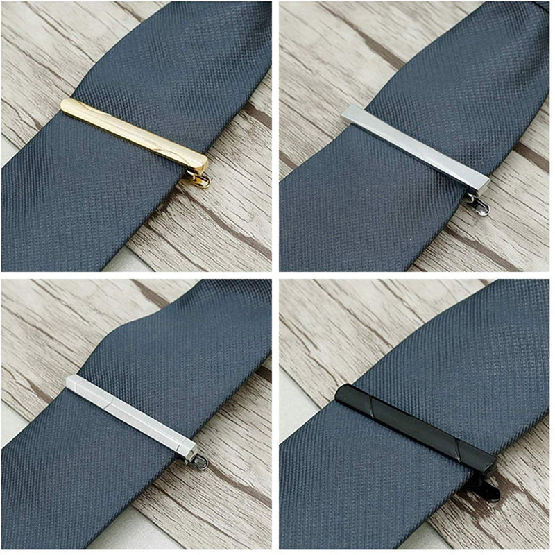 [Australia] - YADOCA Tie Clips Set for Men Tie Bar Clip Black Silver-Tone Gold-Tone for Wedding Business with Gift Box Style A 8pcs with box 