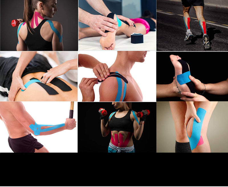 [Australia] - (2 Pack) Kinesiology Tape for Physical Therapy Sports Athletes – Latex Free Elastic, 16ft Water Resistant Kinetic Uncut Kinesiology Tape for Knee Pain, Elbow & Shoulder Muscle - Black 2 Count (Pack of 1) 