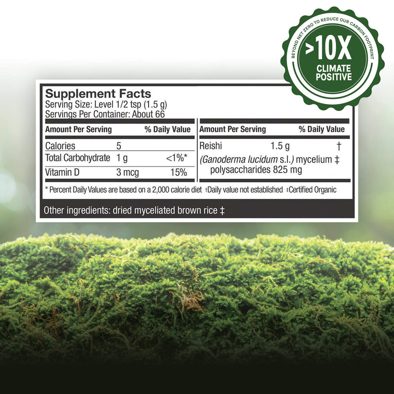 [Australia] - Host Defense, Reishi Mushroom Powder, Supports Energy, Cardiovascular Health and Stress Response, Mushroom Supplement, 3.5 oz, Plain 