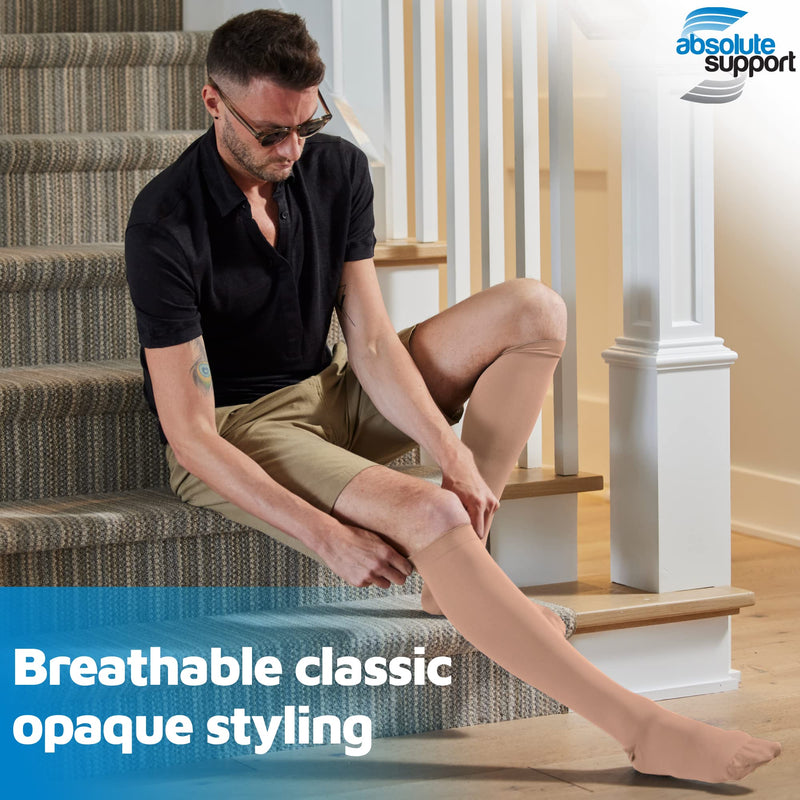 [Australia] - (3 pack) Graduated Compression Socks Plus Size Circulation 20-30mmHg - Extra Wide Opaque Closed Toe Women & Men Knee High Stockings for Swelling Edema Maternity Flight Nursing DVT - Beige, Small 