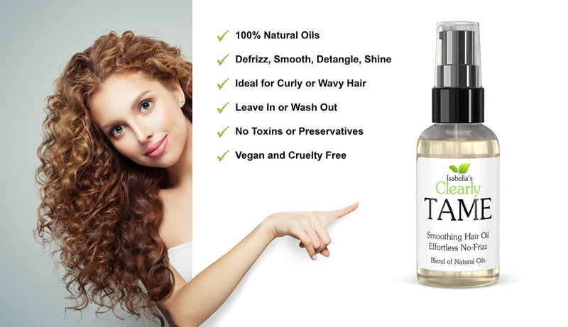 [Australia] - Clearly TAME Anti Frizz Smoothing Hair Oil | Natural Lightweight Serum for Smooth Frizz Free Hair with Castor and Rosemary | Sulfate Free | Control Frizz and Add Shine for Curly, Frizzy, Dry Hair. 