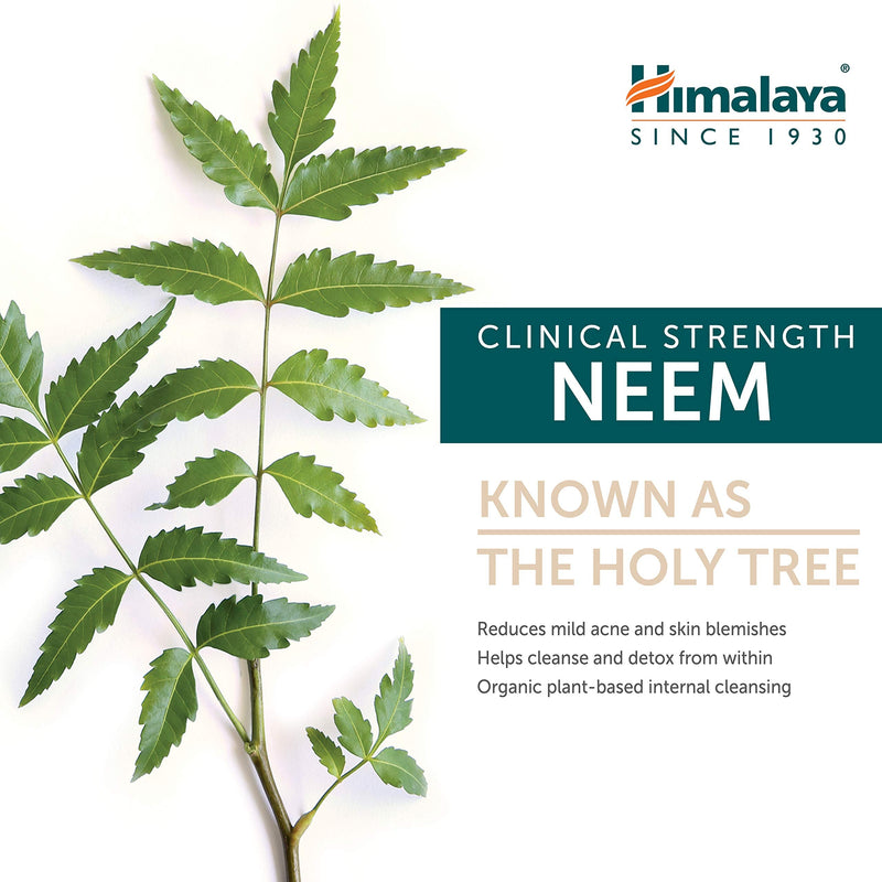 [Australia] - Himalaya Organic Neem, Mild Acne Relief for Clear, Smooth & Radiant Looking Skin, 600 mg, 60 Caplets, 2 Month Supply 