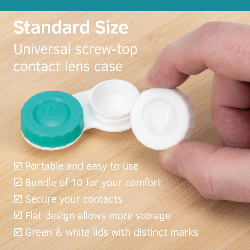[Australia] - SPORTS WORLD VISION Contact Lens Cases 10pcs | Flat Screw Top Design | Storage Travel Cases | Lenses Holder Box | Left and Right Marked Made in UK | Bulk Buy 