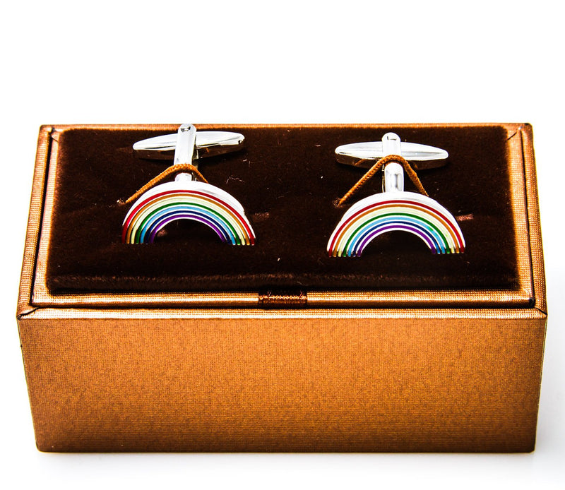 [Australia] - MRCUFF Rainbow Pair Cufflinks in a Presentation Gift Box & Polishing Cloth 