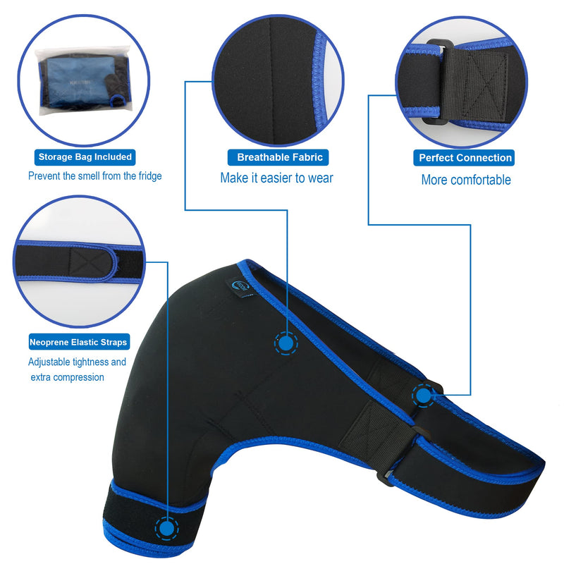 [Australia] - KKOOMI Shoulder Brace gel ice pack Shoulder pain relief for Torn Rotator Cuff, ice bag for injuries reusable,support and compression sleeve wrap for women&men shoulder stability strap,Left&Right arm 