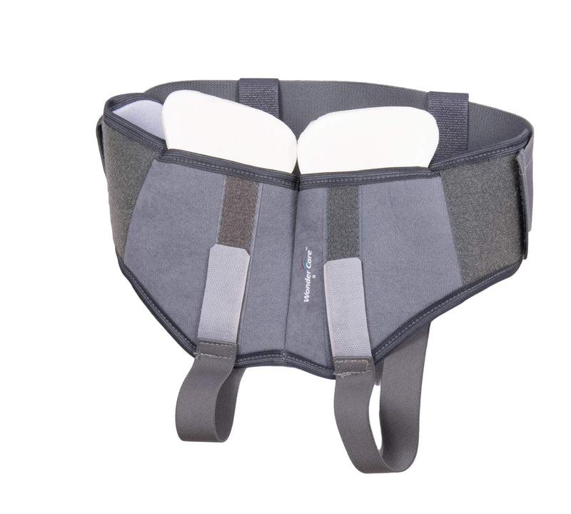 [Australia] - Wonder Care- Grey Inguinal Hernia Support Truss Brace for Single/Double Inguinal or Sports Hernia with Two Removable Compression Pads & Adjustable Groin Straps Surgery & Injury Recovery Belt- Large Large (Pack of 1) Double 