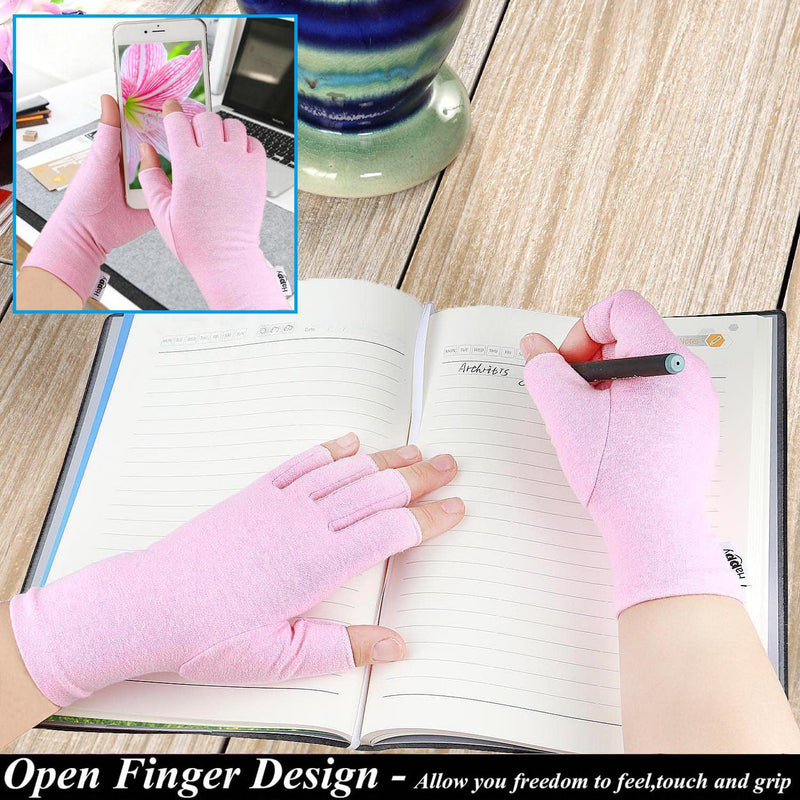 [Australia] - 2 Pairs Compression Arthritis Gloves, Fingerless Gloves for Women Rheumatoid & Osteoarthritis - Joint Pain and Carpel Tunnel Relief Hand Gloves for Men (Pink, Small-2 Pairs) Pink Small (2 Pair) 