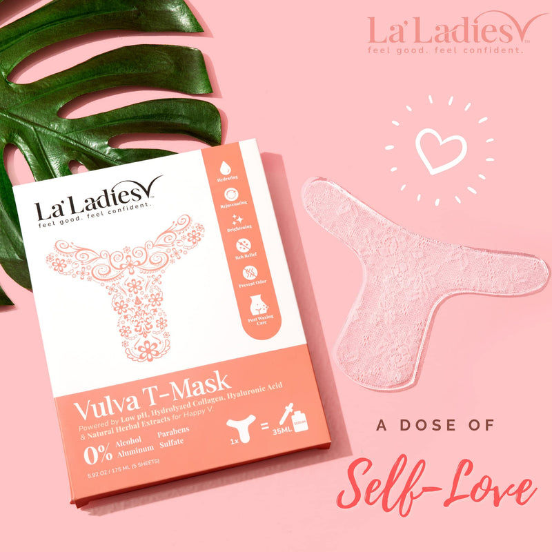 [Australia] - La'Ladies V Vulva Skin Mask (5 Day Treatment) - Vaginal Itch, Odor, Dryness, Discomfort Perfect Self Love, Vagina Care - HA, Collagen & Natural Herbs - Fast & Easy Use, No Mess, Clear, 5.92 Ounce 