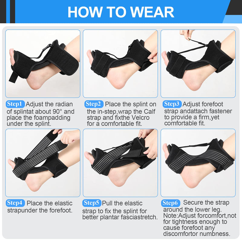 [Australia] - Plantar Fasciitis Night Splint, Adjustable Plantar Fasciitis Brace, Suitable for heel pain plantar fasciitis relief, achilles tendonitis brace for men, night splint for plantar fasciitis women (Black) 