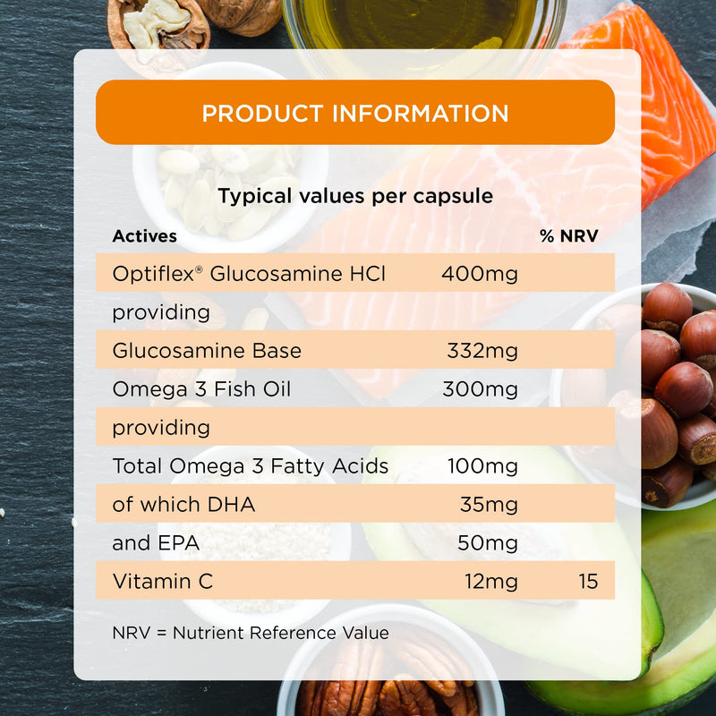 [Australia] - Healthspan Glucosamine & Omega 3 | 120 Capsules | Joint Health | Added Vitamin C | 400mg Optiflex Glucosamine HCI | 300mg Omega 3 Fish Oil | Highly Purified & Sustainably Sourced 