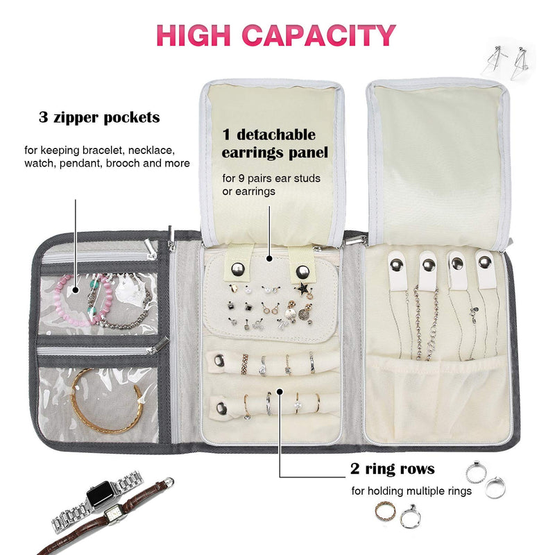 [Australia] - ProCase Travel Jewelry Roll Organizer for Women Girls Christmas Valentine's Day Gift, Foldable Jewelry Storage Bag Roll Up Organizer Case for Necklaces Earrings Bracelets Rings Chains Brooches 