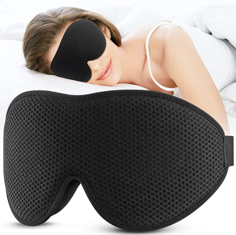 [Australia] - onaEz Sleep Mask, 2023 3D Mesh Sleeping Mask for Women Men with Breathable Fabric & Mesh Vents, Total Darkness Concave Sleep Masks Blindfold Eye Cover with Adjustable Strap for Travel, Nap, Sleeping Black 