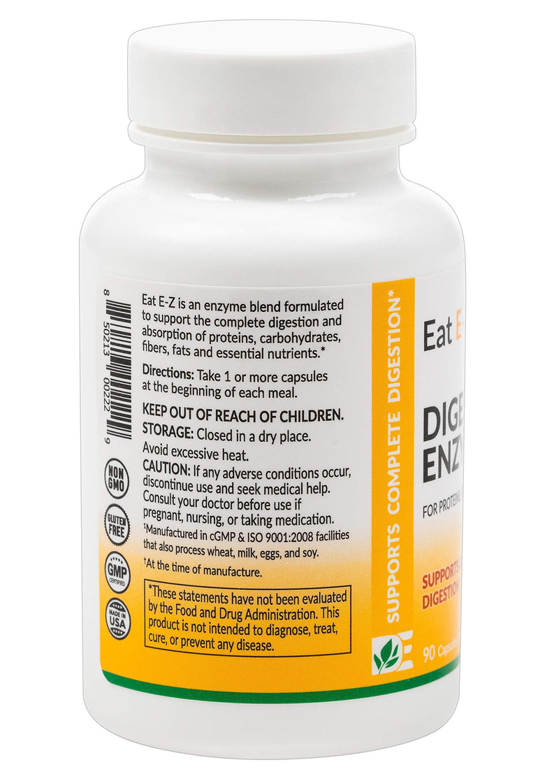 [Australia] - Eat E-Z Digestive Enzymes for Gut Health; Anti-Bloating; Digestive Enzyme for Immune Support | 90 Count 90 Count (Pack of 1) 
