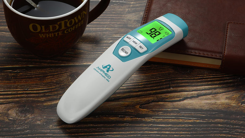 [Australia] - Amplim Hospital Medical Grade Non Contact Clinical Infrared Forehead Thermometer for Baby and Adults, Blue Turquoise 