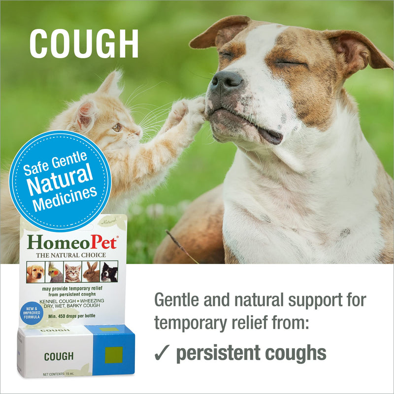 [Australia] - HomeoPet COUGH - 100% Natural Pet Medicine. For barky cough, persistent coughs, kennel cough, sneezing and dry nose. For puppies, kittens, young animals & senior pets. 15ml/up to 90 doses per bottle 