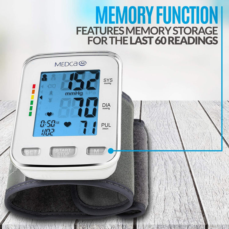 [Australia] - Blood Pressure Cuff Wrist - Blood Pressure Monitor and Portable Fully Automatic BP Machine Band with Large Backlit LCD Display for Fast Accurate Reading by MEDca 