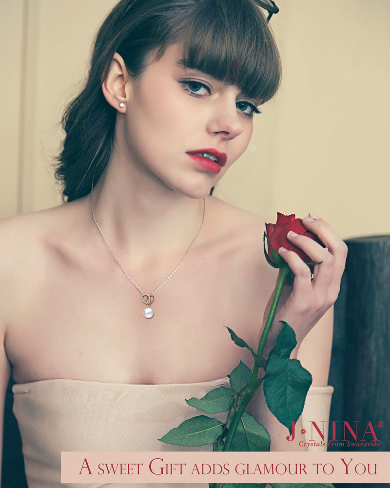 [Australia] - J.NINA ✦Only You✦ Christmas Necklace Gifts for Women Necklace Withe Pearls Necklace for Her with Crystal form SWAROVSKI Luxury Packaging Best Gifts for Her Crystal White Pearl - Heart Necklace 