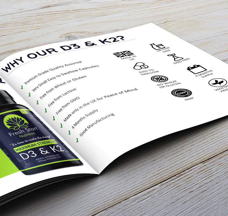 [Australia] - Vitamin D3 4000 IU and Vitamin K2 200?g MK7 - Vitamin D3 K2 High Strength Supplement - 120 Capsules 4 Month Supply Cholecalciferol - K2 Menaquinone-7 - Made in The UK 