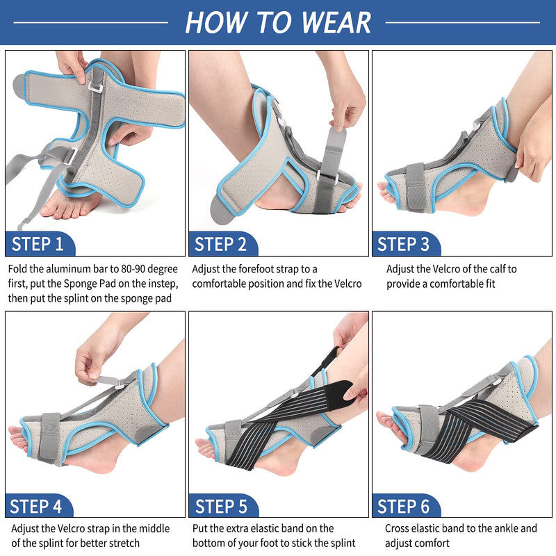 [Australia] - 2021 Upgraded Version Plantar Fascitis Night Splint, Adjustable Night Splint for Plantar Fasciitis, Ankle Foot Drop Brace, Arch Foot Pain, Achilles Tendonitis Support with Massage Ball and Bandage 