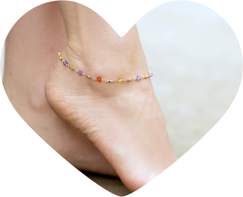 [Australia] - Lifetime Jewelry Ankle Bracelets for Women and Teen Girls [ Durable & Cute Colorful Balls Gold Anklet ] up to 20X More 24k Plating Than Other Foot Chains - 9 10 11 inch 9.0 Inches 