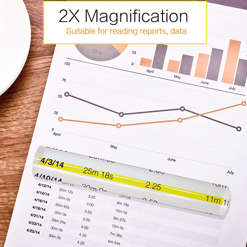 [Australia] - MagDepo 2X Bar Magnifier with Color Guiding Line 1 Bonus 2X Stick Bar Magnifier with Clip Magnifying Glass for Reading Books, Magazine, and Small Print 