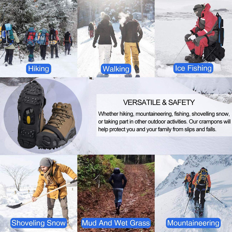 [Australia] - JSHANMEI Upgraded 28 Spikes Ice Traction Cleats Snow Ice Shoe Boot Cleats Crampons Men Women Anti Slip Footwear Traction Ice Snow Grips with Velcro Strap Small 