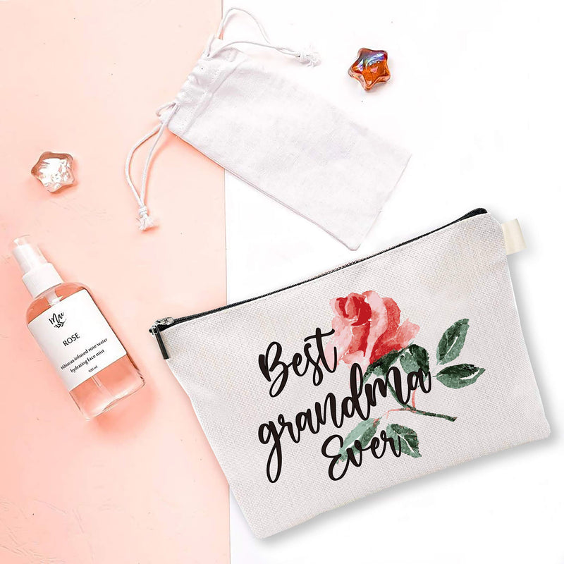 [Australia] - YouFangworkshop Best Grandma Ever Makeup Bag, New Grandma Gifts, Grandma Cosmetic Bag Travel Make Up Pouch, Prize for Grandma, Cute colorful bag 