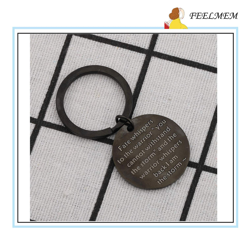 [Australia] - FEELMEM Encouragement Keychain I am The Storm Fate Whispers to The Warrior Keyring Inspirational Jewelry Gift Black 