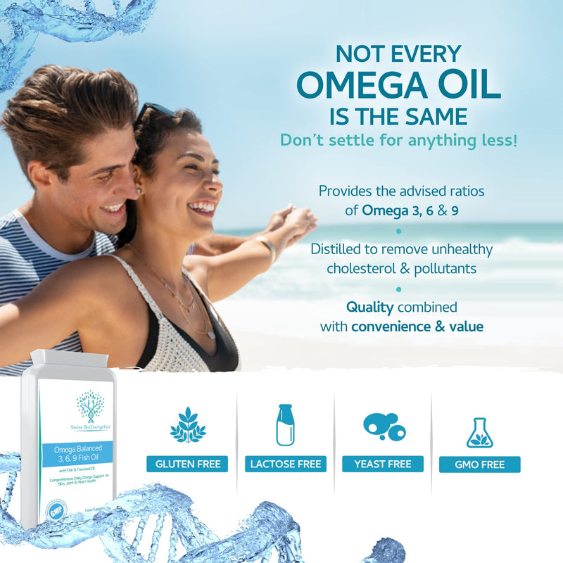 [Australia] - Omega Balanced 3, 6 & 9 Fish Oil 1000mg, 90 Capsules - High Strength EPA & DHA Formula derived from Fish & Flaxseed Oil with Added Vitamin E in Easy to Swallow Soft Gel Capsules 