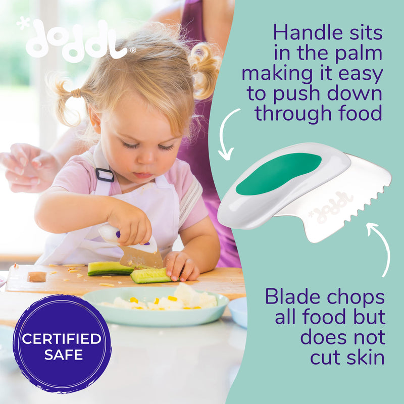 [Australia] - Doddl Cutlery Set, Toddler Self Feeding Cutlery, Spoon, Fork & Knife, 12months+ (Aqua) Aqua 