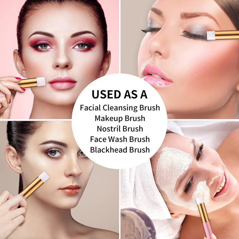 [Australia] - Molain Lash Shampoo Brushes,2 Pieces Nose Pore Deep Cleansing Facial Brush, Eyelash Extensions Brush Washing Brush Lash Cleanser 2 Colors Pink and White 