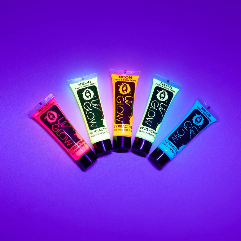 [Australia] - UV Glow Blacklight Neon Face and Body Paint - 0.34oz Set of 5 tubes - Fluorescent 