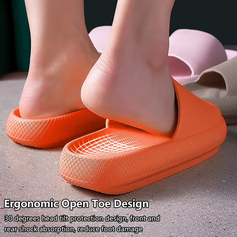 [Australia] - Sttargxing Slippers for Women and Men EVA Quick Drying Non-Slip Open Toe Soft Cushioned Thick Slippers, Unisex Shower Spa Bath Massage Pool Gym House Sandals for Indoor & Outdoor Orang Red 4.5 Women/3.5 Men 