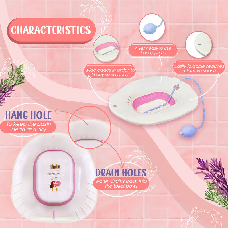 [Australia] - Yoni Steam Seat Collapsible Sitz Bath for Hemorrhoids Basin for Toilet Seat, Postpartum Care Basin, Sitz Bath with Pump, Pregnant Women Yoni V Steam Seat for Care Treatment, Women Perineum Relief 