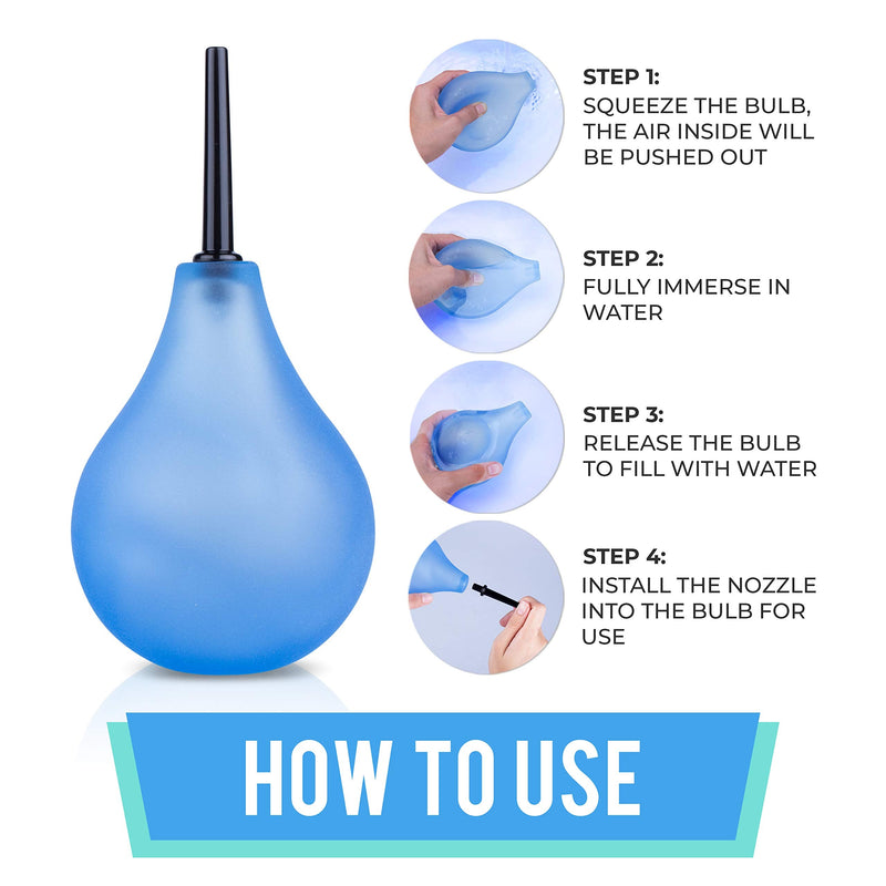 [Australia] - Venus To Mars Clear Enema Bulb – Anal Douche for Men and Women – Easily See Water Level with Clear See Through Design – 7 Ounce Blue Enema Bulb Kit with 2 Nozzles– BPA and Phthalates Free 