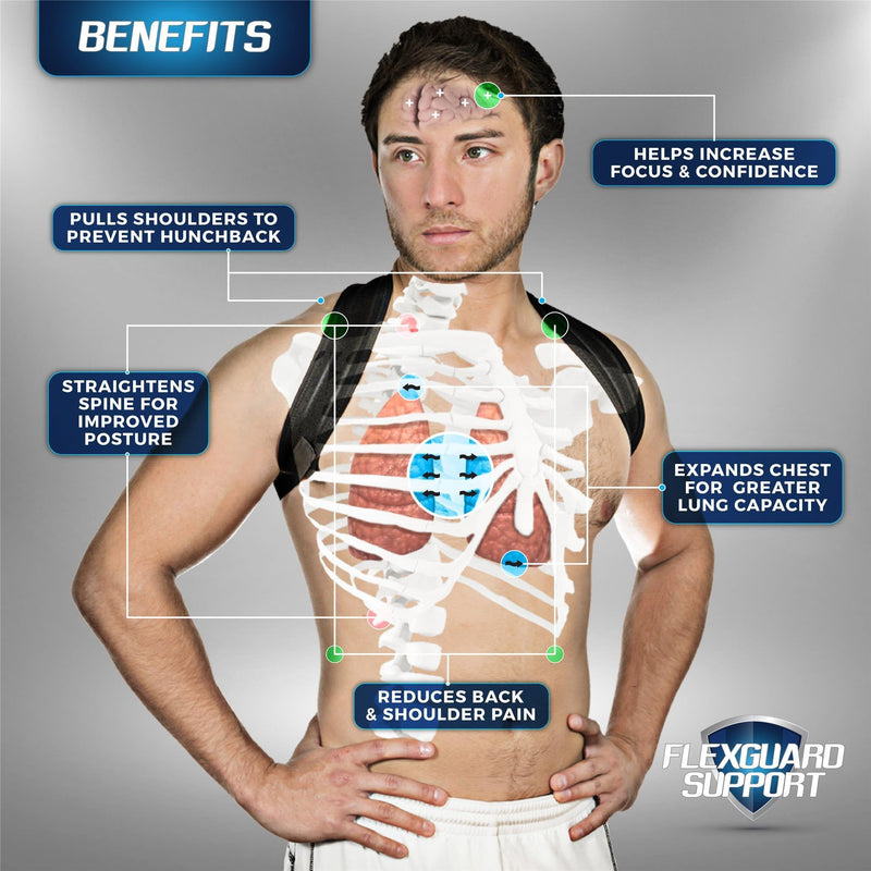 [Australia] - FlexGuard Support Posture Corrector for Women and Men - Adjustable Upper Back & Shoulder Brace Trainer for Slouching, Neck Hump and Hunched Shoulders - Medium/Large Medium/Large 