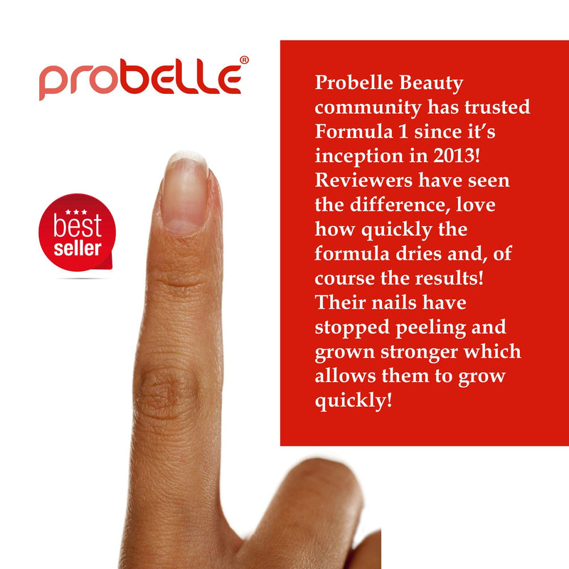 [Australia] - Probelle Nail Hardener Formula 1 - Repair Damaged Nails, Extra Strong Nail Growth Treatment For Brittle Nails, Grows and Restores Soft, Weak Nails, Aids Splitting, Breaking, Peeling Nails, Sheer White 