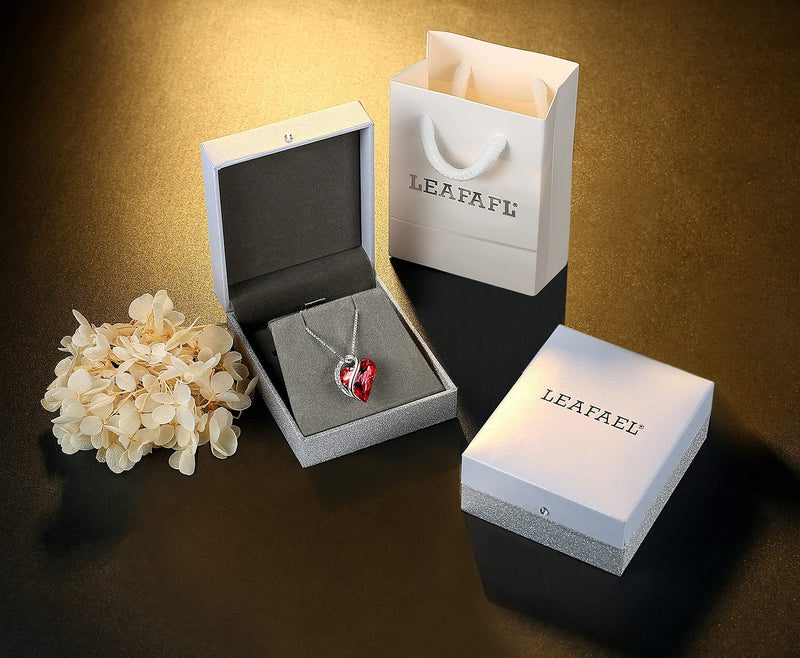 [Australia] - Leafael Infinity Love Heart Pendant Necklace with Birthstone Crystals for 12 Months, Jewelry Gifts for Women, Silver-Tone, 18"+2" 01-January & July-Siam Ruby Red 