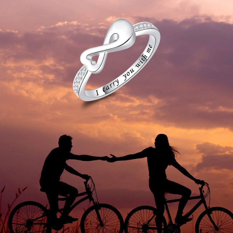 [Australia] - Fookduoduo Infinity Cremation Ring for Ashes - 925 Sterling Silver Cremation Urn Jewelry I Carry You with me Memorial Keepsake Locket Rings for Human/Pet Ash 8 