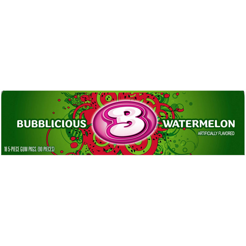 [Australia] - Bubblicious Watermelon Gum, 18 Packs of 5 Pieces (90 Total Pieces) 