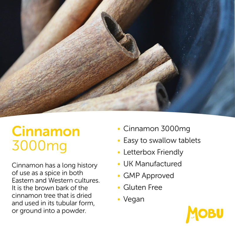 [Australia] - Ceylon Cinnamon 3000mg 120 Tablets – Blood Sugar Control Weight Management – Anti-Inflammatory – Vegan – MOBU UK 