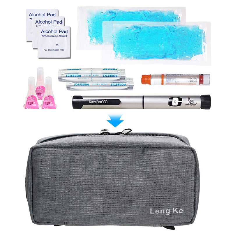 [Australia] - Insulin Cooling Travel Case - Portable Diabetic Supplies Organizer Cooler Bag with 2 Ice Pack by YOUSHARES (Grey) 01 Gray 