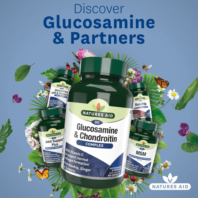 [Australia] - Natures Aid Glucosamine and Chondroitin Complex with Rosehip, Ginger, Turmeric and Vitamin C, 90 Capsules 
