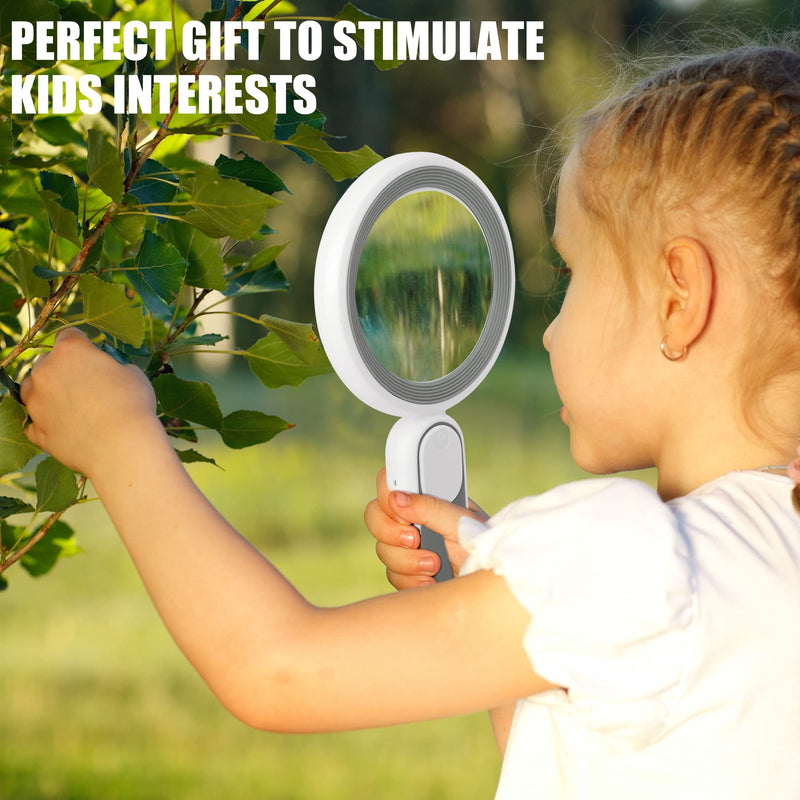 [Australia] - Magnifying Glass with Light, Handheld Illuminated Lighted Magnifying Glass with 21 Led, 3 Light Modes & Rechargeable USB Magnifier Seniors, Reading, Macular Degeneration, Exploring, Coins (Grey) Gray 